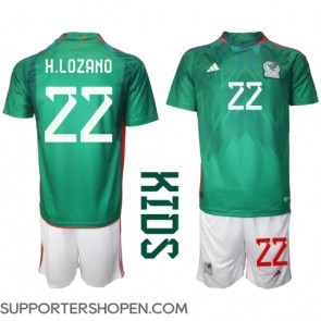 Mexiko Hirving Lozano #22 Hemmatröja Barn VM 2022 Kortärmad (+ korta byxor)